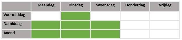 uurrooster vanaf mei 2025